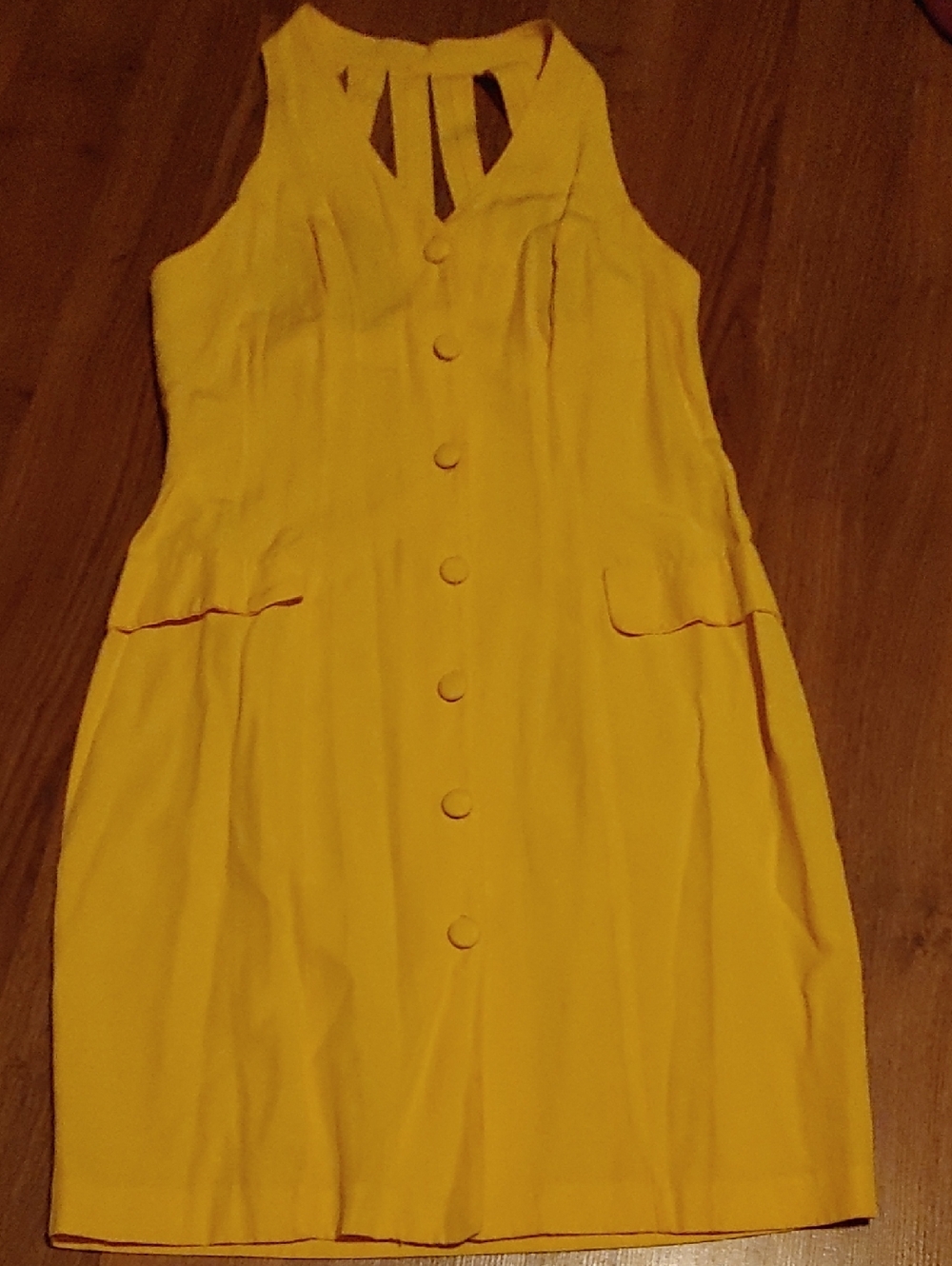 Beechers Brook Sleeveless Yellow Button-Front Dress Sz 6